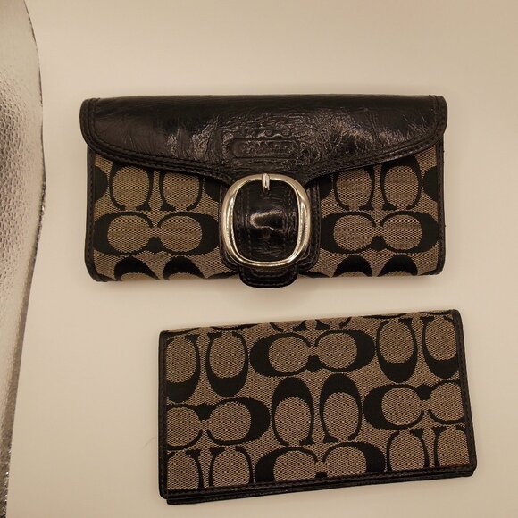 COACH Bleecker Signature Jacquard Checkbook & Wallet Set - Picture 1 of 16